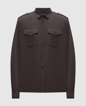 Brunello Cucinelli Коричневая рубашка в узор MD6973059