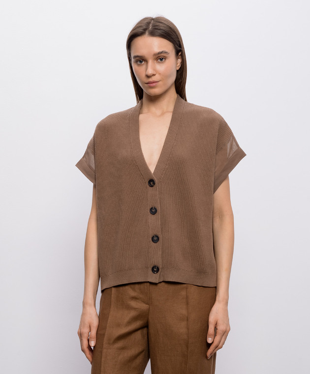 Brunello Cucinelli Коричневий жилет M19259506 зображення 3