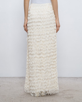 Peserico Спідниця максі кольору айворі з бахромою E0520908759