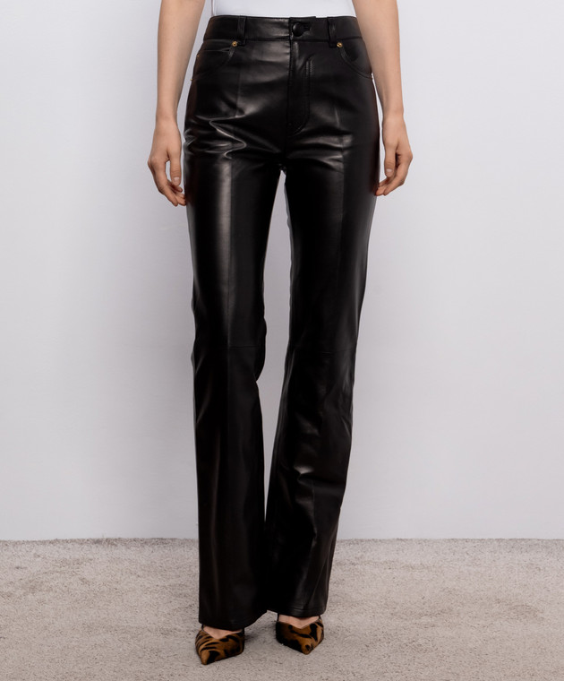 Balmain Черные кожаные брюки HF1QH005LE35 изображение 3