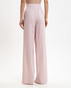 Max Mara Розовые брюки с высокой посадкой GIRONE из шерсти, кашемира и шелка MXMGIRONE