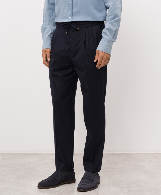 Brunello Cucinelli Темно-сині штани з вовни ME226E1710 зображення 3