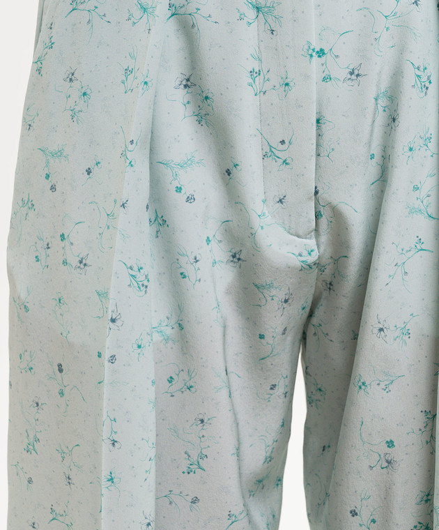 Victoria Beckham Зелені штани із шовку в принт 1226WTR002857O зображення 4