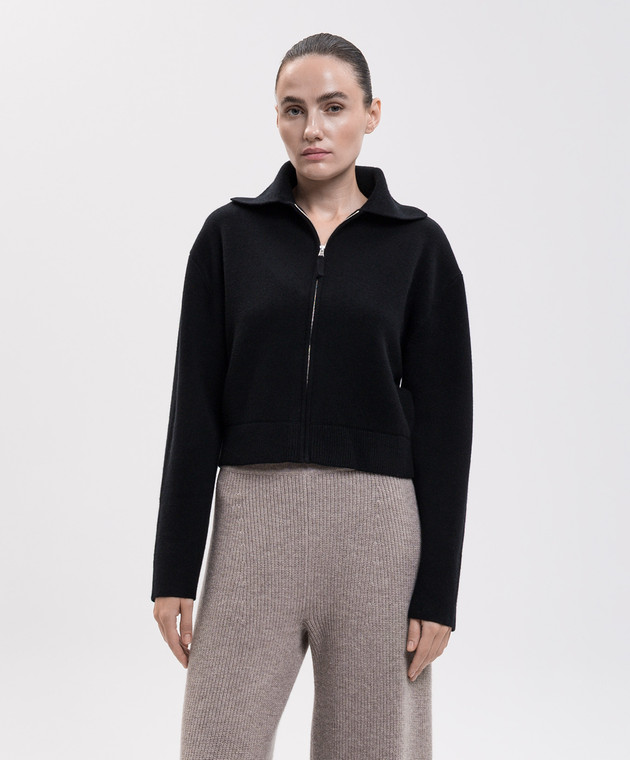 Allude Чорний укорочений кардиган з вовни та кашеміру 26517611 зображення 3