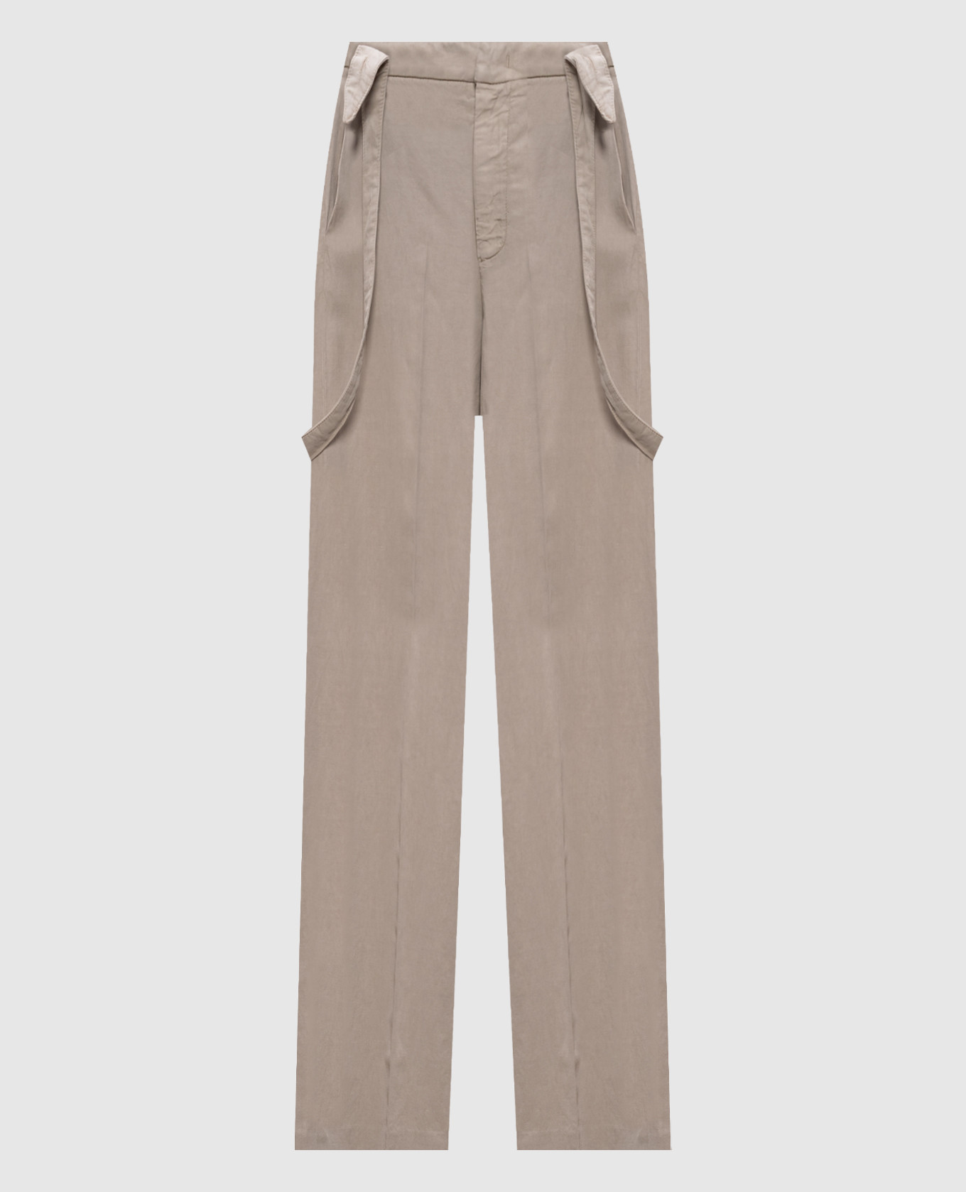 

Серые брюки с льном, Серый, Широкие брюки