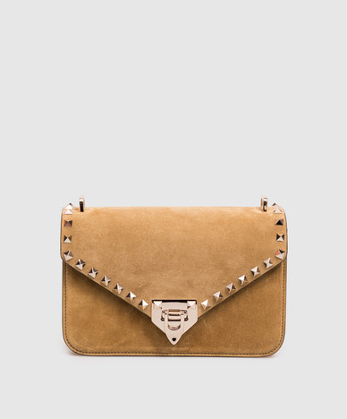 Коричневая замшевая сумка кросс-боди Rockstud