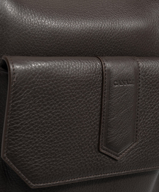 Canali Коричнева шкіряна сумка з тисненням логотипа NA00261P326134 зображення 4