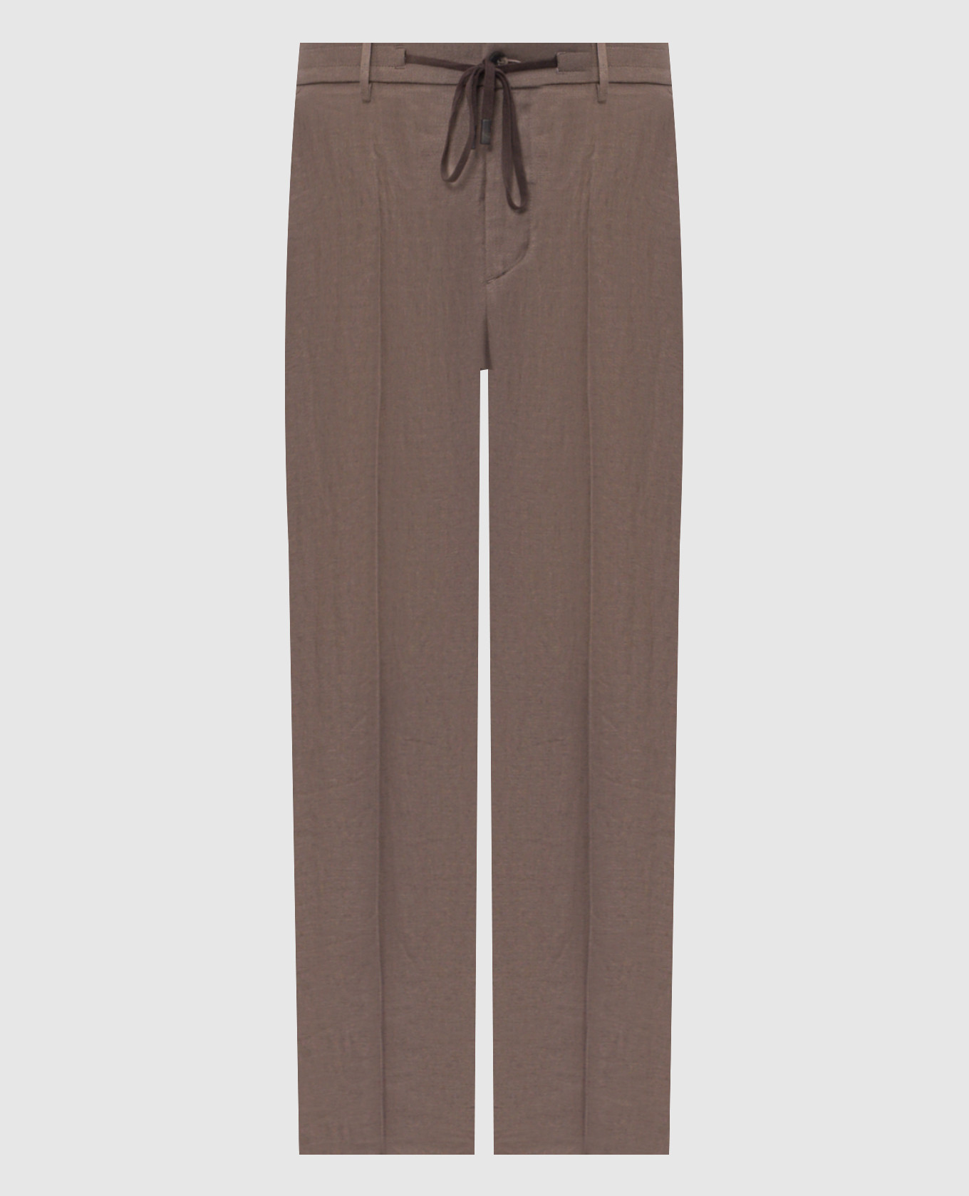 Коричневые брюки из льна