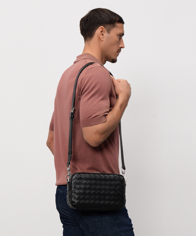 Bottega Veneta Черная кожаная сумка с плетением 755923V2HL1 изображение 2
