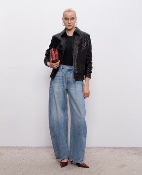 Babe Pay Pls Черная кожаная куртка с плетением 2402BOTBOTTEGA