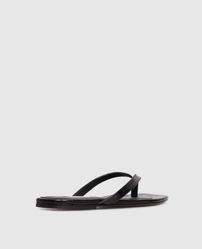 Toteme Черные кожаные шлепанцы с тиснением под кожу крокодила 243WAS4557LE0076