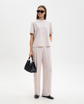 Agnona Рожева футболка з вишивкою TT1103LY2050