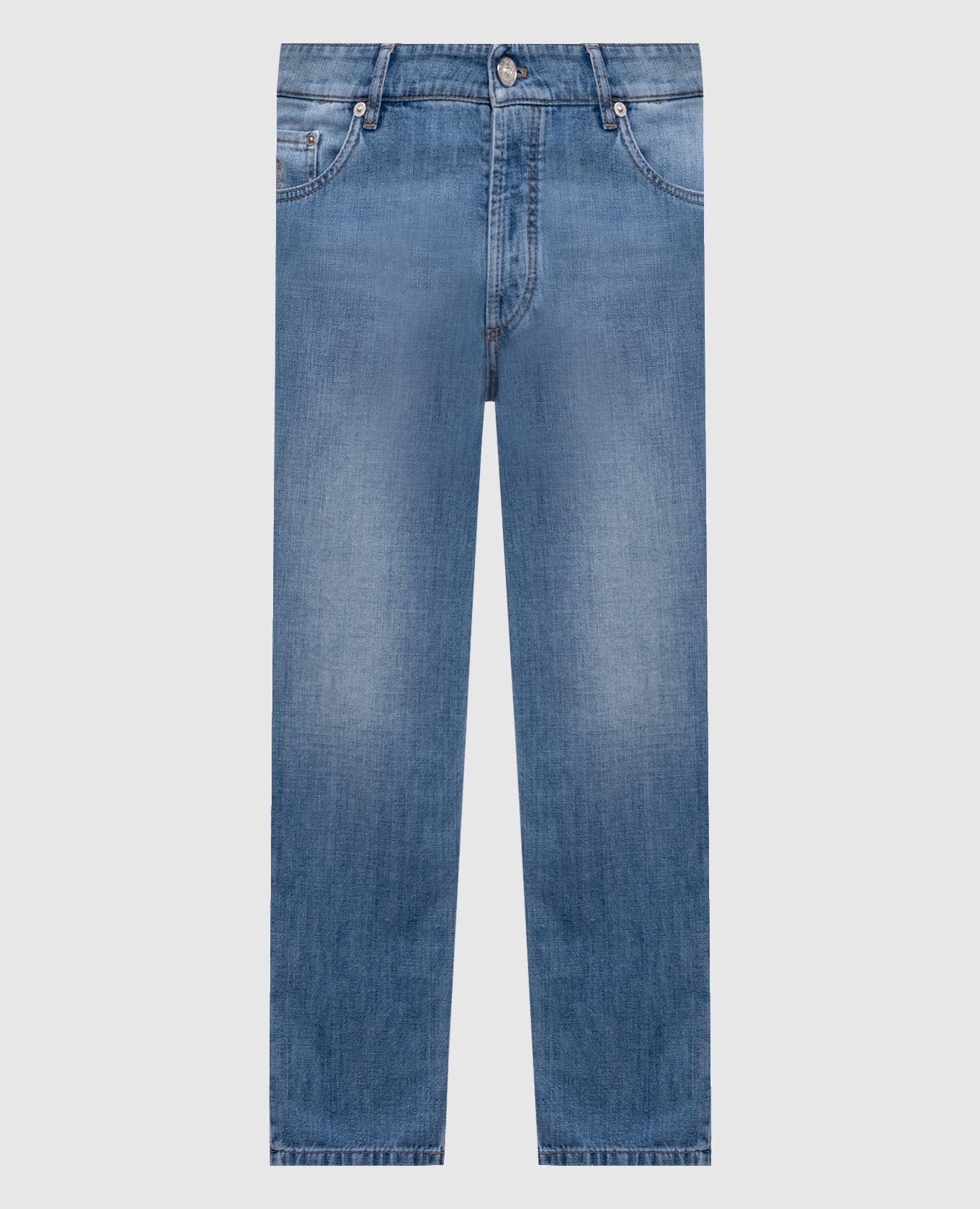 Голубые джинсы с вышивкой эмблемы