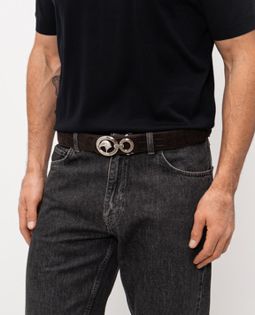 Stefano Ricci Коричневий ремінь зі шкіри крокодила з ефектом нубуку N381CNC580P