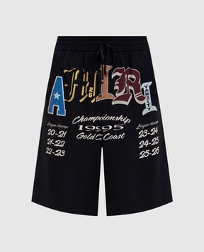 AMIRI Чорні шорти Varsity з принтом AMBMSO1028
