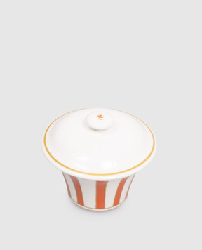 Geminiano Cozzi 1765 Біла порцелянова кришка для цукорниці Striche Arancio e Oro LGCMI67109053