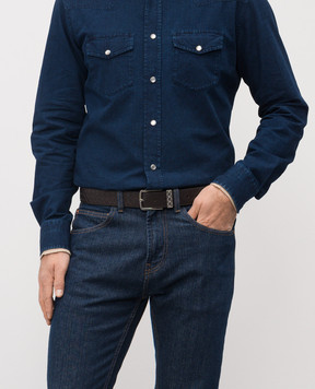 Bottega Veneta Коричневий шкіряний ремінь з плетінням 843902V5XN1