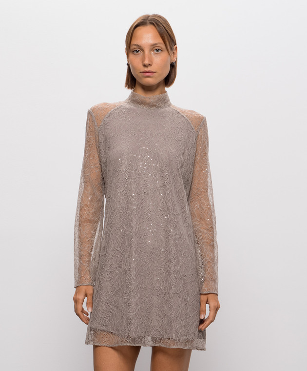 Twinset Бежевое платье с кружевом 262TF2083 изображение 3