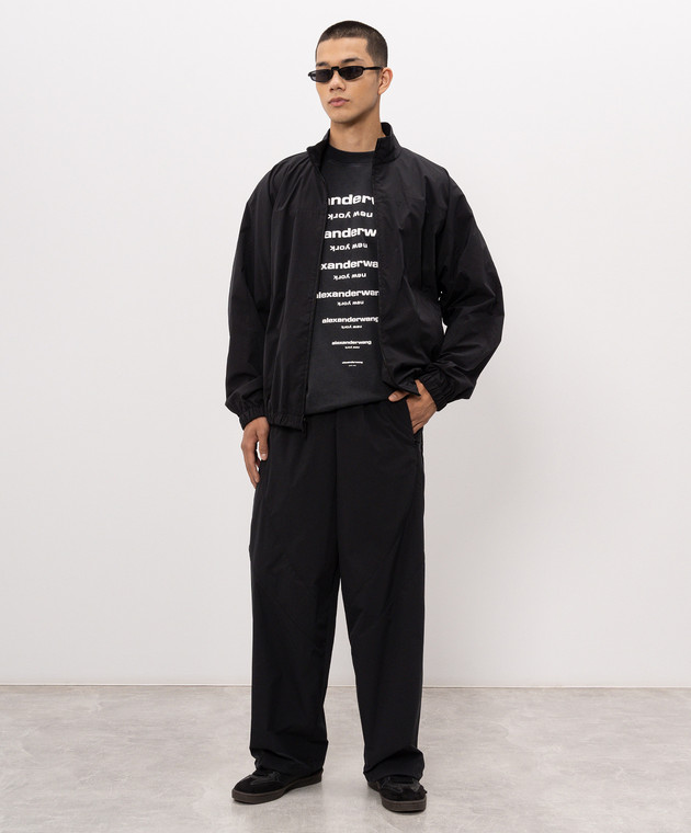 Alexander Wang Чорна футболка з контрастним принтом логотипа UCC3261924m зображення 2