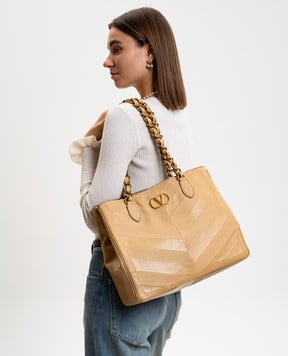 Valentino Бежевая кожаная сумка-тоут Laseine 8W2B0T12PSN