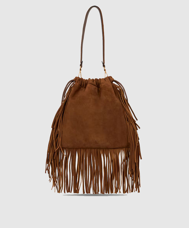 Etro Коричнева замшева сумка KALISPERA з бахромою WP1B0024AB021 зображення 3
