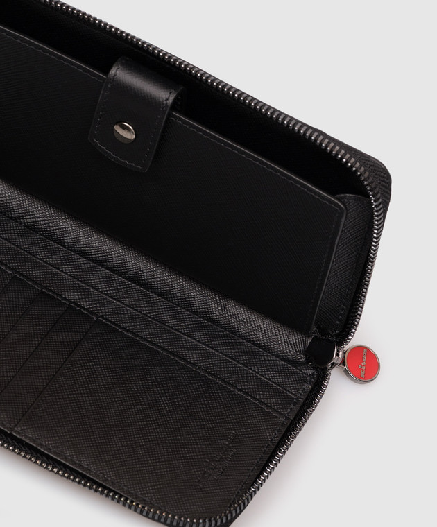Kiton Черный кожаный кошелек с фактурным логотипом UPEA018N01269 изображение 3