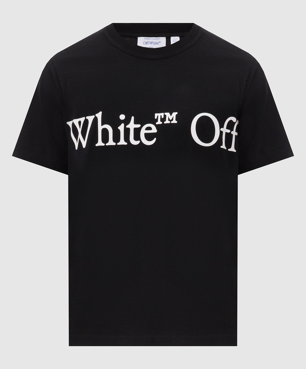 Off-White Черная футболка с контрастным принтом логотипа 44MAA16MF26J00G