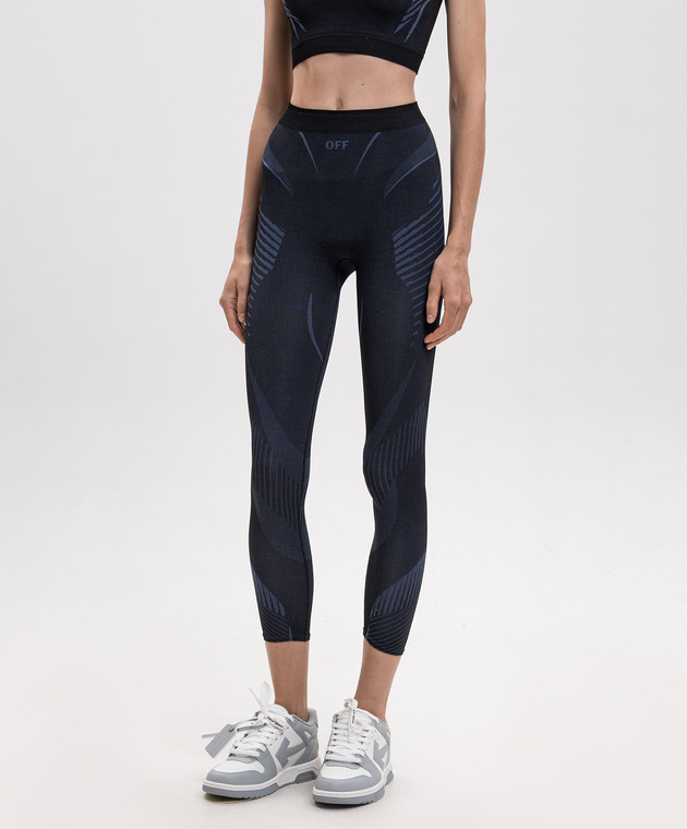 Off-White Голубые леггинсы с узором логотипа 2FH00405B изображение 3