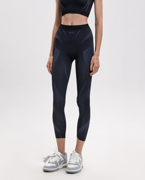Off-White Голубые леггинсы с узором логотипа 2FH00405B