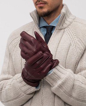 Brunello Cucinelli Бордовые кожаные перчатки MPNGP93528