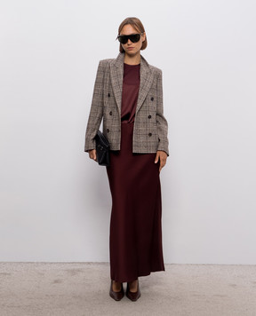 Brunello Cucinelli Бордовая блуза из шелка с цепочкой мониль MPC59DE310
