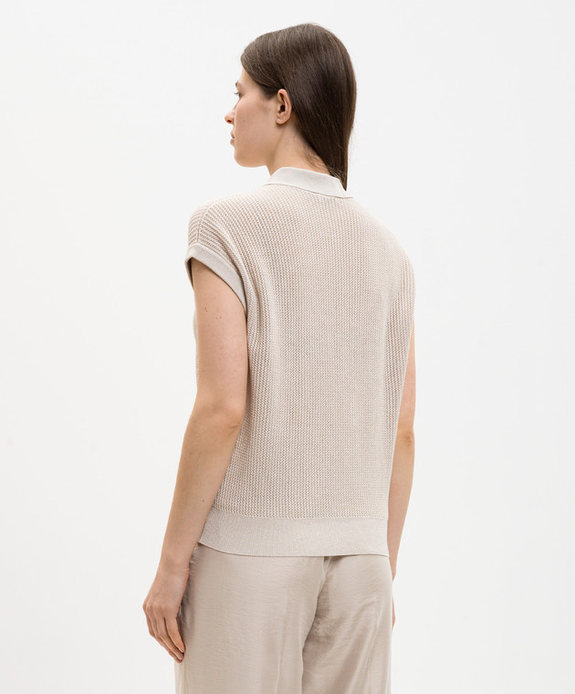 Peserico Бежевый топ с воротником-поло S99106F149173H изображение 3