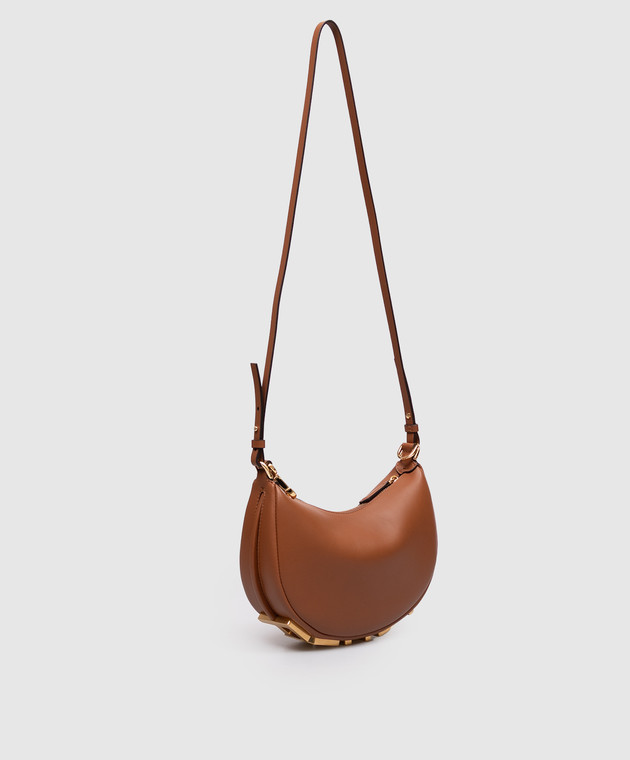 Fendi Коричневая кожаная сумка-хобо Fendigraphy Mini 8BS081A5DY изображение 3