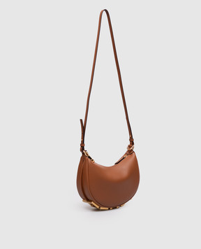 Fendi Коричневая кожаная сумка-хобо Fendigraphy Mini 8BS081A5DY