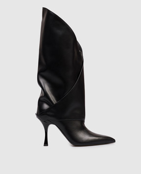 Balmain Черные кожаные сапоги Twist FN1TA144LVIT