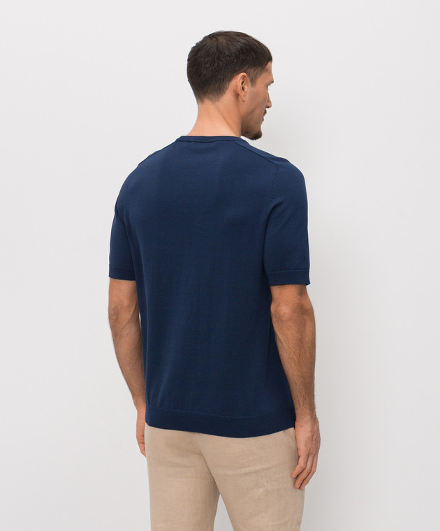 Trussardi Синяя футболка с шелком с вышивкой эмблемы M0618000066NMK617K00 изображение 4