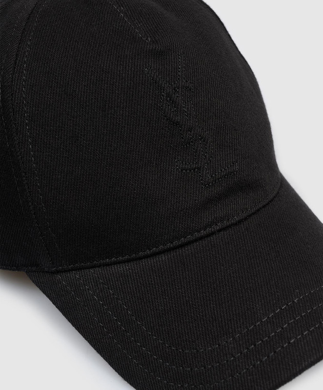 Saint Laurent Черная кепка с фактурной монограммой логотипа 8646083YT51 изображение 4
