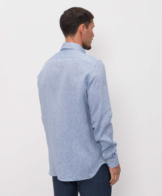 Enrico Mandelli Голубая рубашка из льна CUBANA5701 изображение 4