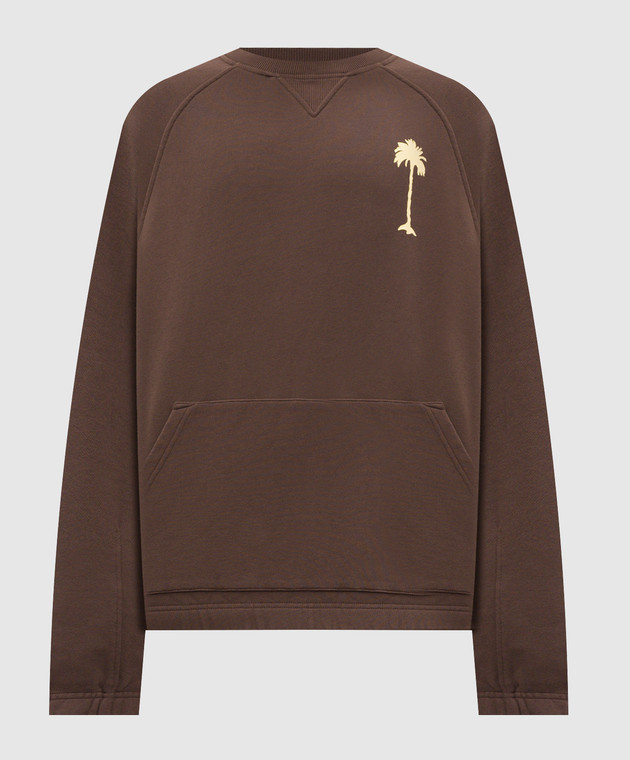 Palm Angels Коричневий світшот Feel High PAMBA007FL001