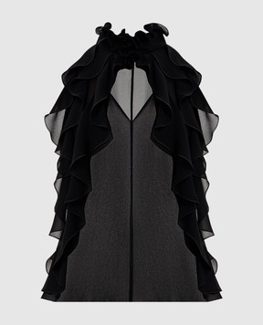 Alexander McQueen Чорний топ із шовку з рюшами 846784QBADS