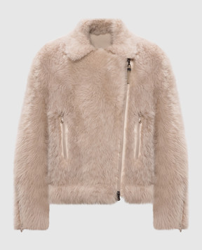 Brunello Cucinelli Бежевая шуба из овчины MPMFL7989