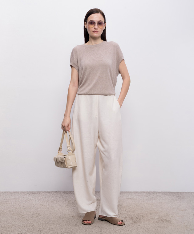 BOBOUTIC Бежевий топ із шовку та кашеміру 5081 зображення 2