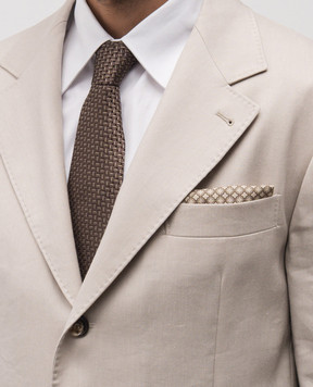 Peserico Бежевый платок-паше в принт R71022C0CC803