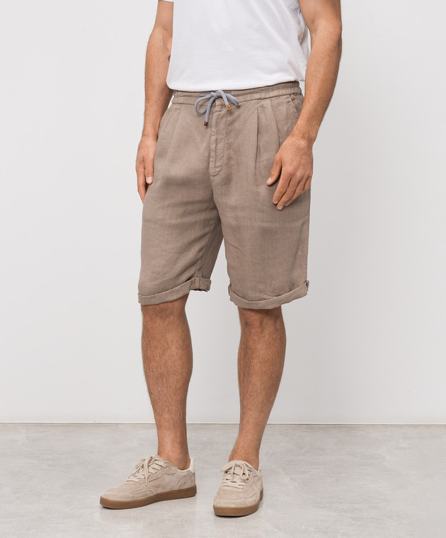 Brunello Cucinelli Коричневі шорти з льону M243DU0020 зображення 3