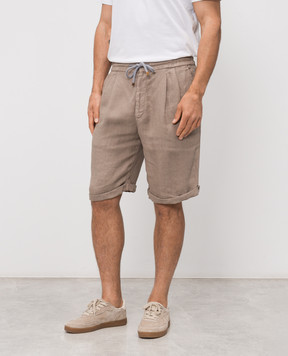 Brunello Cucinelli Коричневые шорты из льна M243DU0020