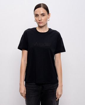 Twinset Чорна футболка з вишивкою 261TP2343