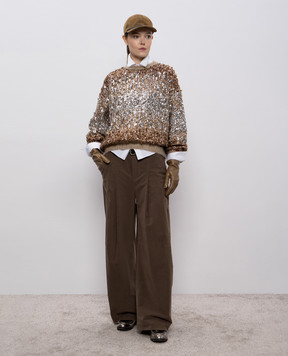 Brunello Cucinelli Коричневі штани з ланцюжком моніль MB152P9022