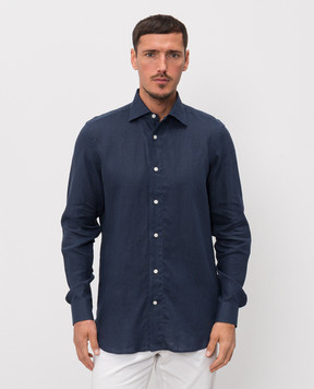 Enrico Mandelli Синя сорочка з льону CUBANA5701