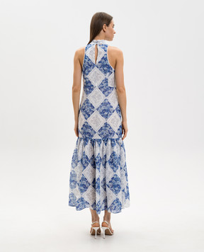 Twinset Біла сукня міді з рамі в принт 261TP213B