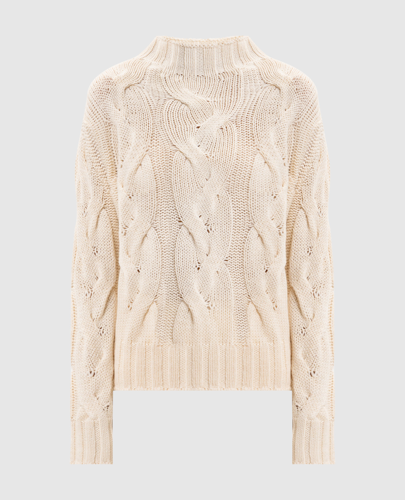 Бежевый свитер с шерстью в узор